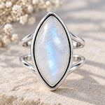 Sterling silver double band moonstone ring