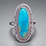 Navajo Detailed Oval Turquoise Ring - womens jewellery by indie and harper