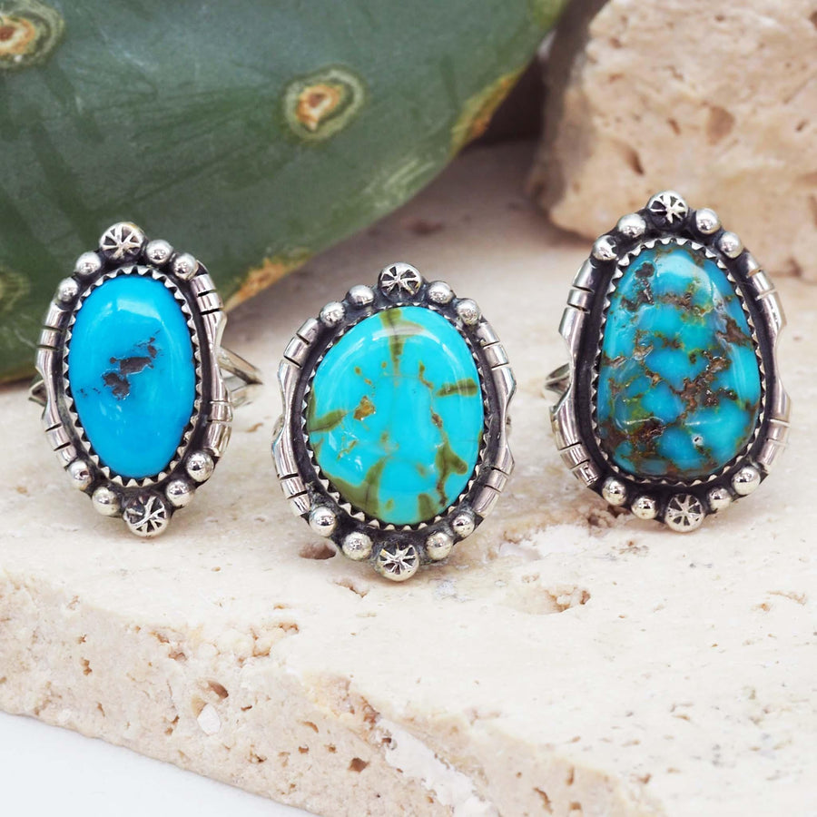 Navajo Turquoise Rings - turquoise Jewelry - Native American Jewelry