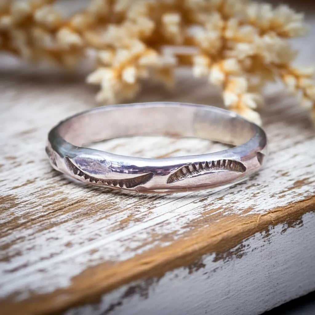 sterling silver navajo hand carved ring - indie and harper australia
