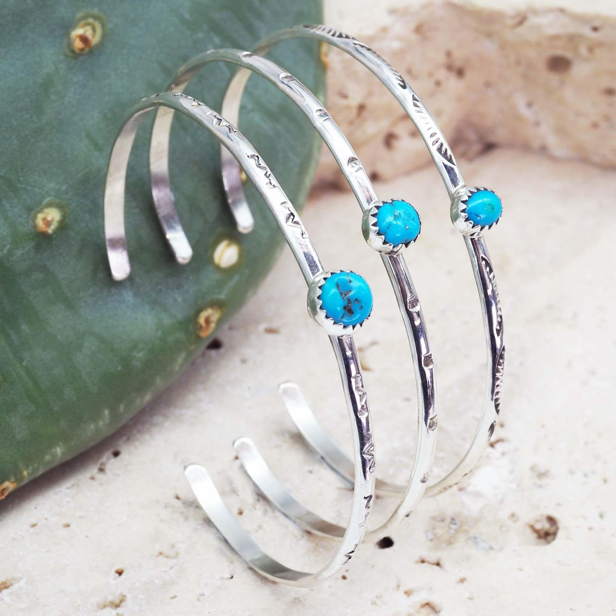 Navajo Hand Carved Turquoise Bracelets - Native American Jewelry by indie and harper