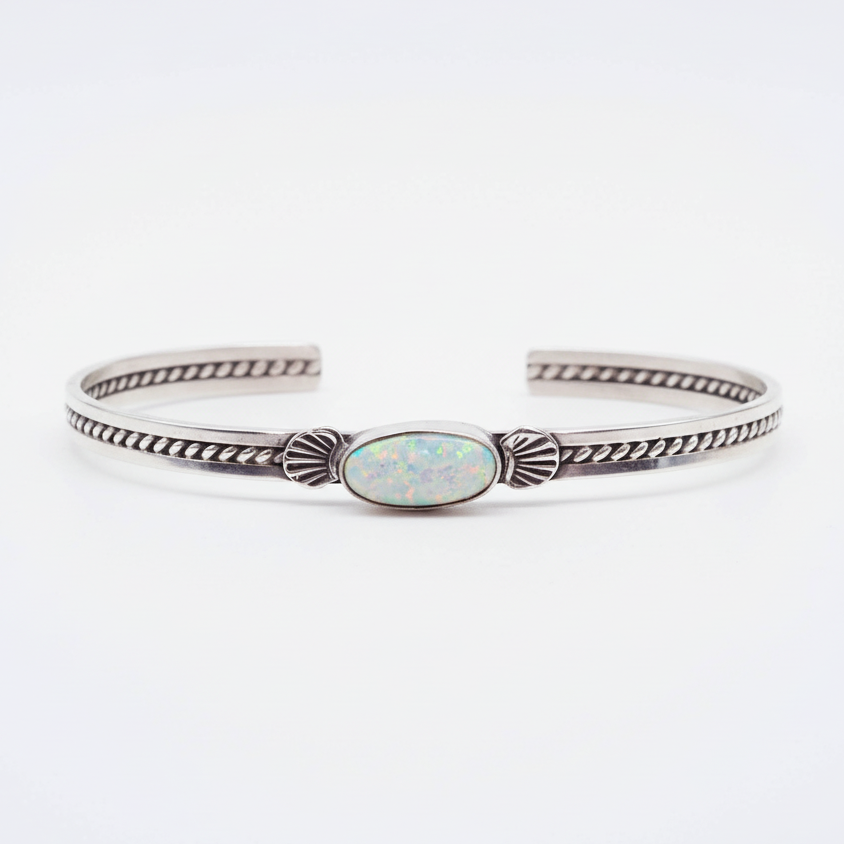 Sterling silver cuff with opal stone