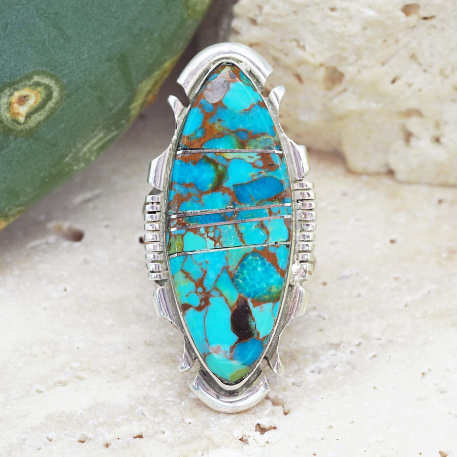 Navajo Sterling Silver Turquoise Ring - Native American Jewelry - womens turquoise jewellery