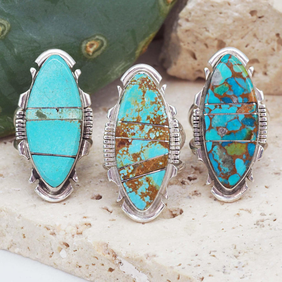 Navajo Sterling Silver Turquoise Rings - Native American Jewelry - womens turquoise jewellery