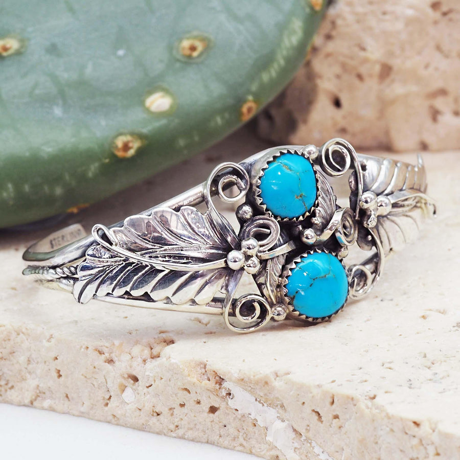 Navajo Sleeping Beauty Turquoise Cuff - womens jewellery by indie and harper