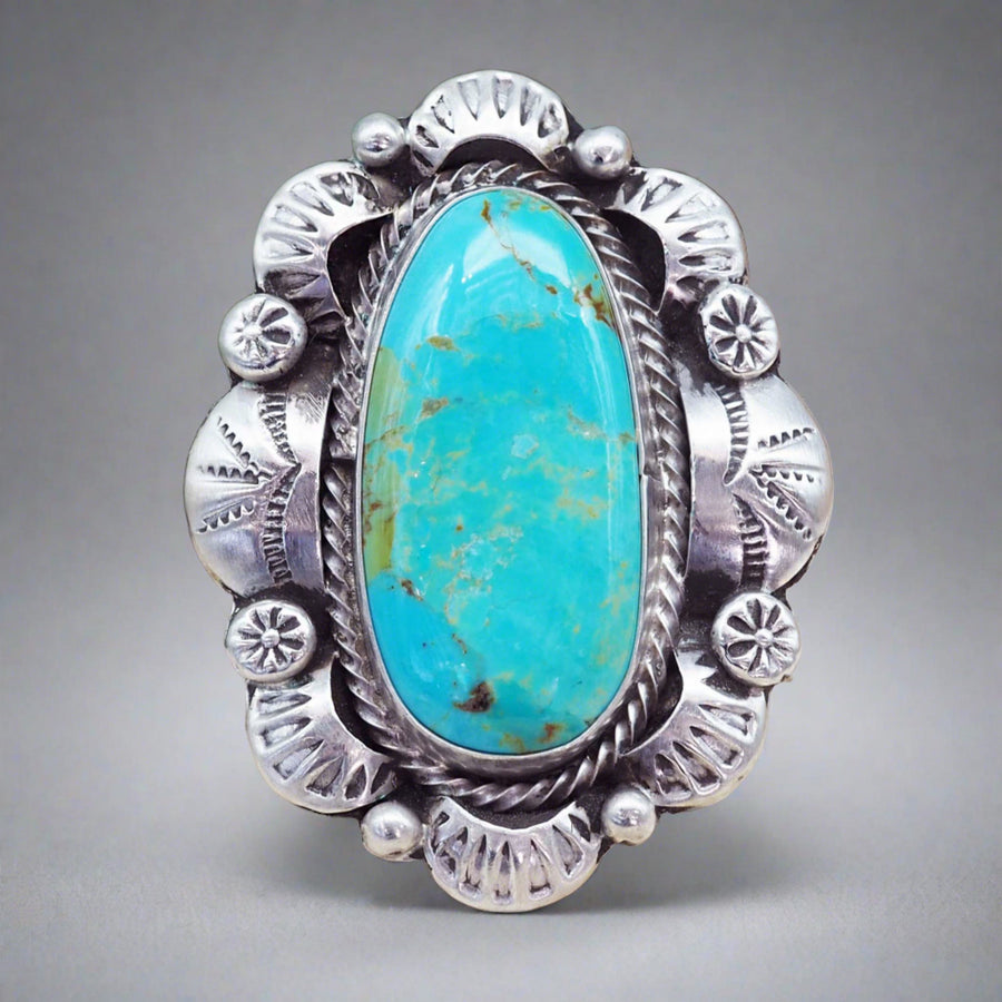 Navajo Turquoise Flower Ring - womens jewellery by indie and harper