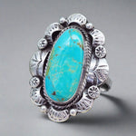 Navajo Turquoise Flower Ring - womens jewellery by indie and harper