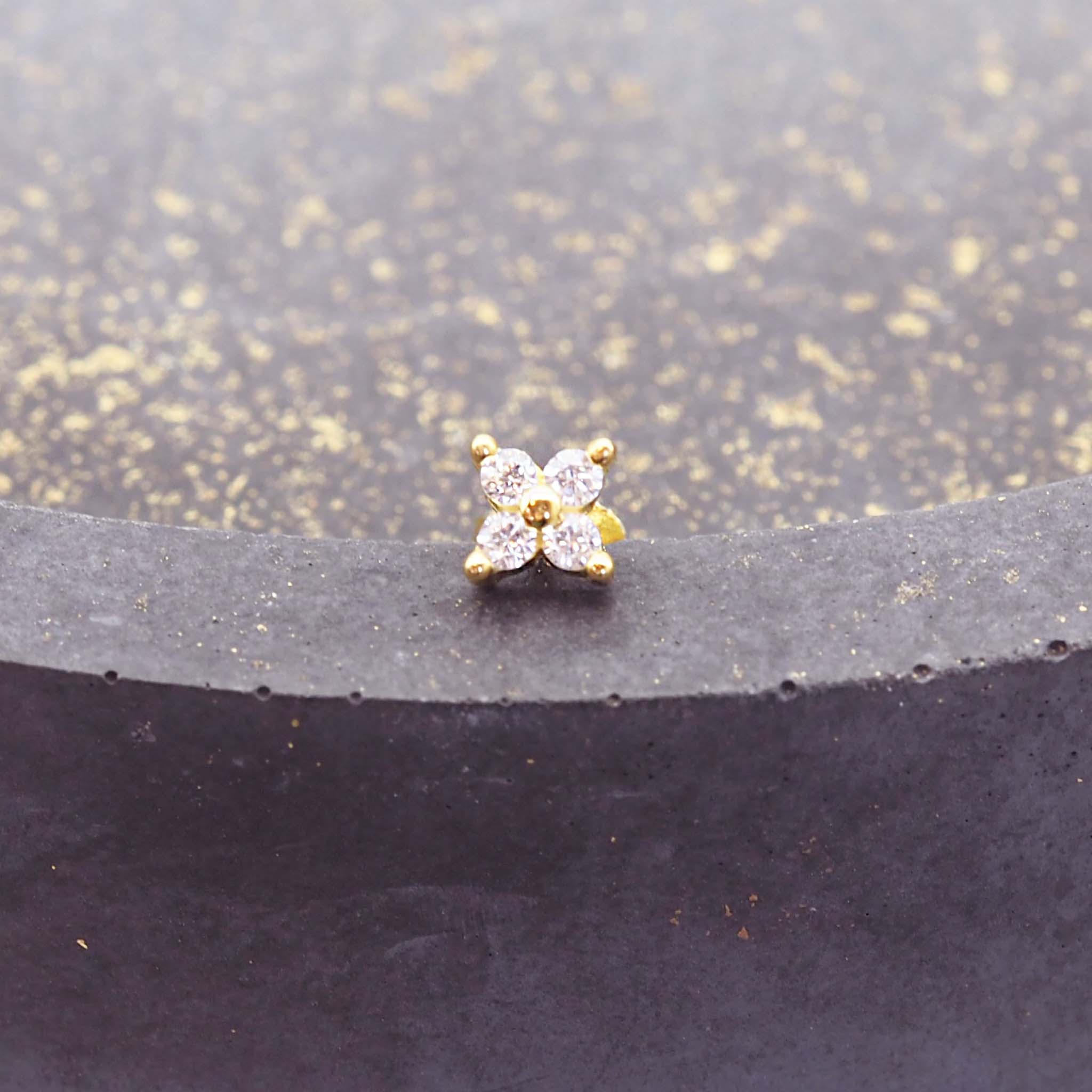dainty stud earrings with cubic zirconia and gold plating over sterling silver - earrings by online jewellery brand indie and harper