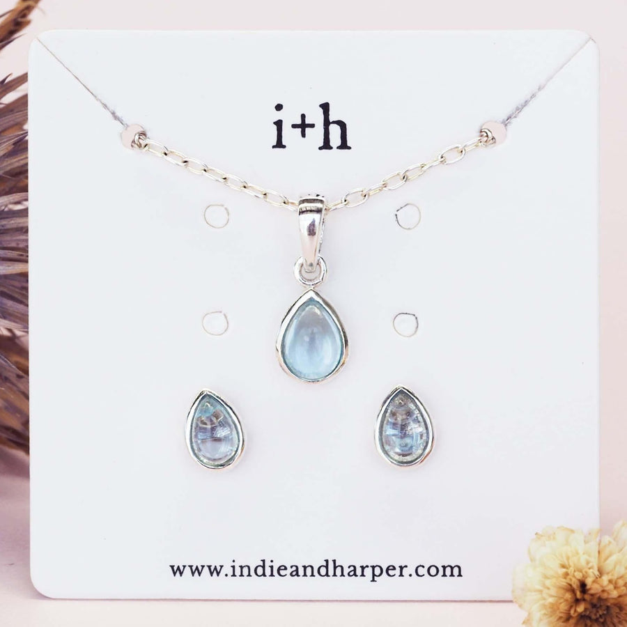 Sterling silver November Birthstone Jewellery set with topaz necklace and earrings - Australian jewellery brand