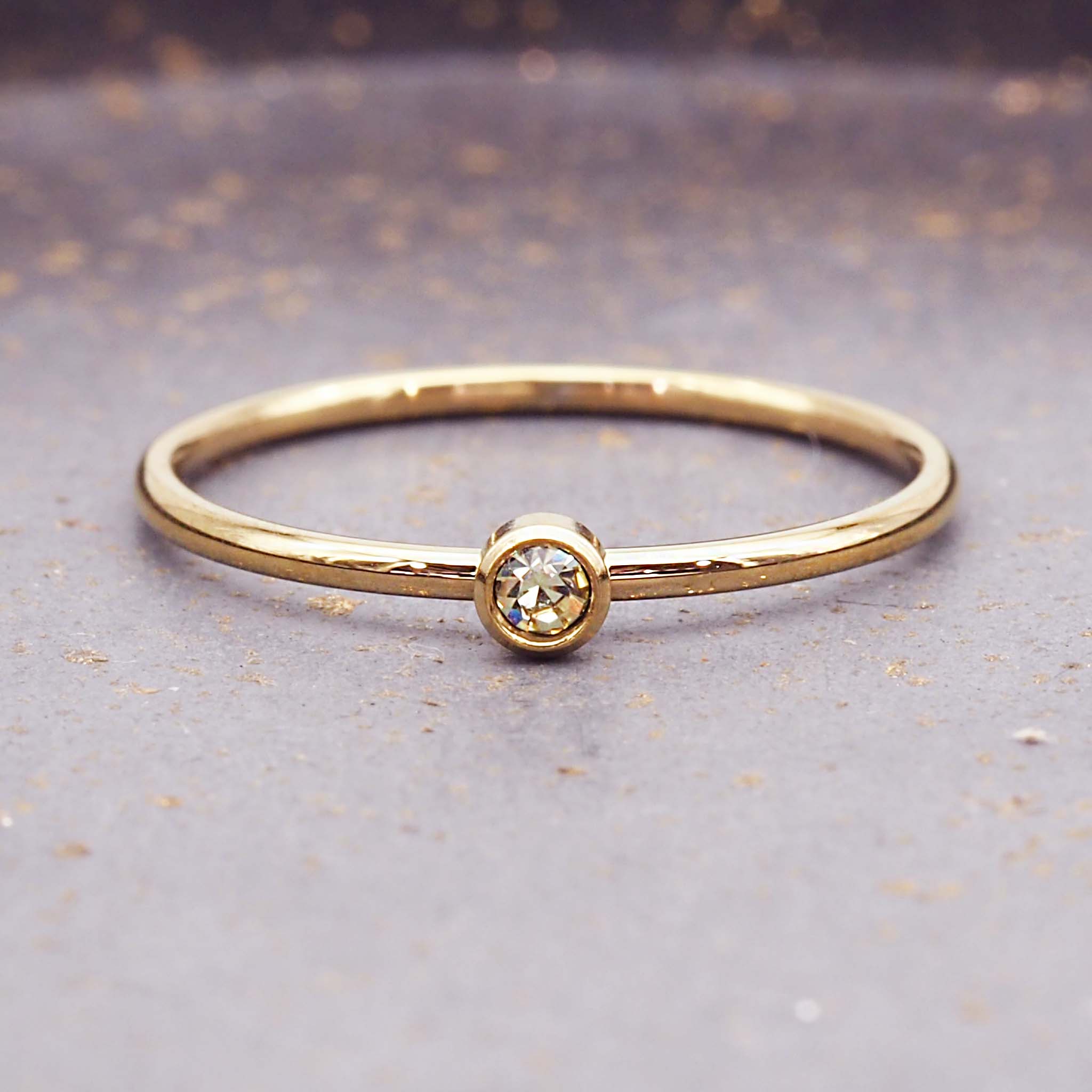 November birthstone dainty gold ring - gold waterproof jewellery by australian jewellery brands indie and harper 