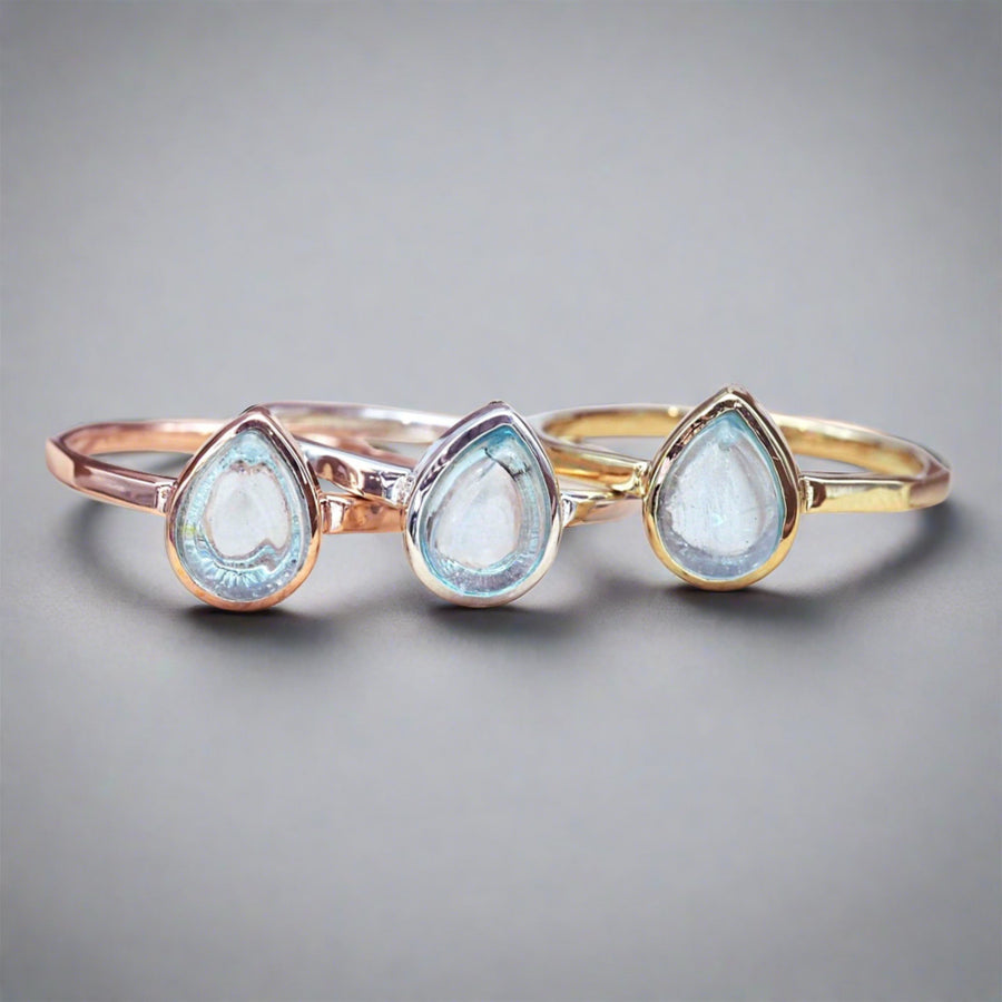 november birthstone rings with topaz gemstones and rose gold, sterling silver and gold - womens november birthstone jewellery australia