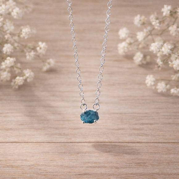 sterling silver raw diamond in blue and green colour by indie and harper