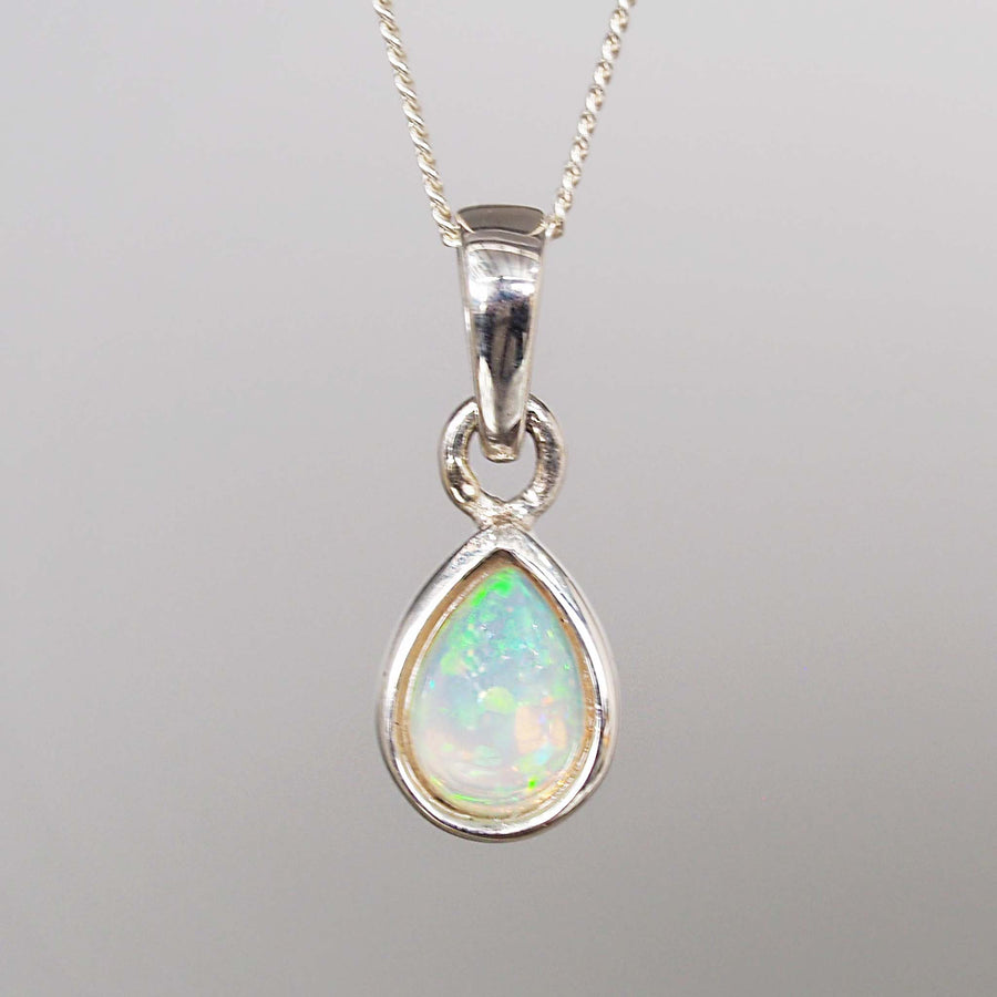 october birthstone necklace - opal - sterling silver birthstone jewellery with natural opal - women's jewellery by indie and harper