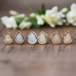 october birthstone opal earrings in gold, sterling silver and rose gold -indie and harper australia