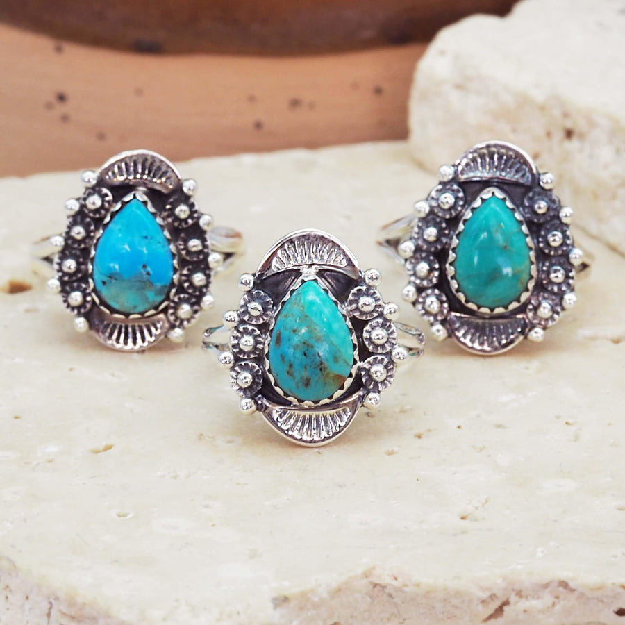 Ornate Turquoise Ring - womens jewellery by indie and harper
