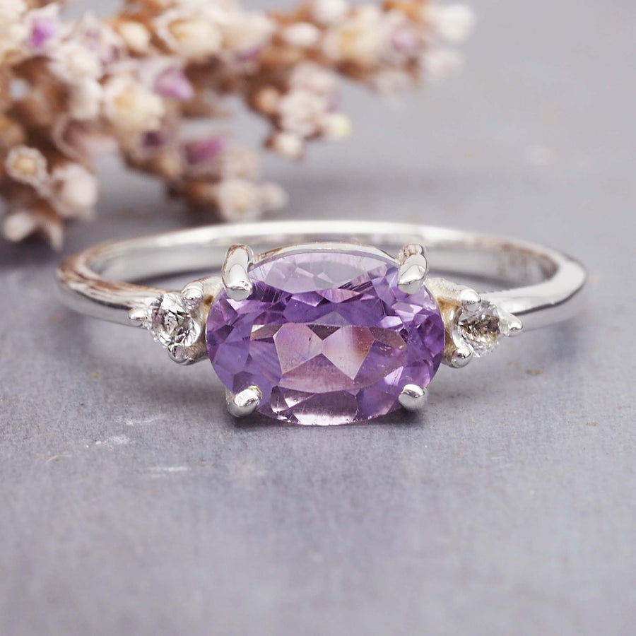 pink amethyst ring - women's pink amethyst jewellery - promise ring