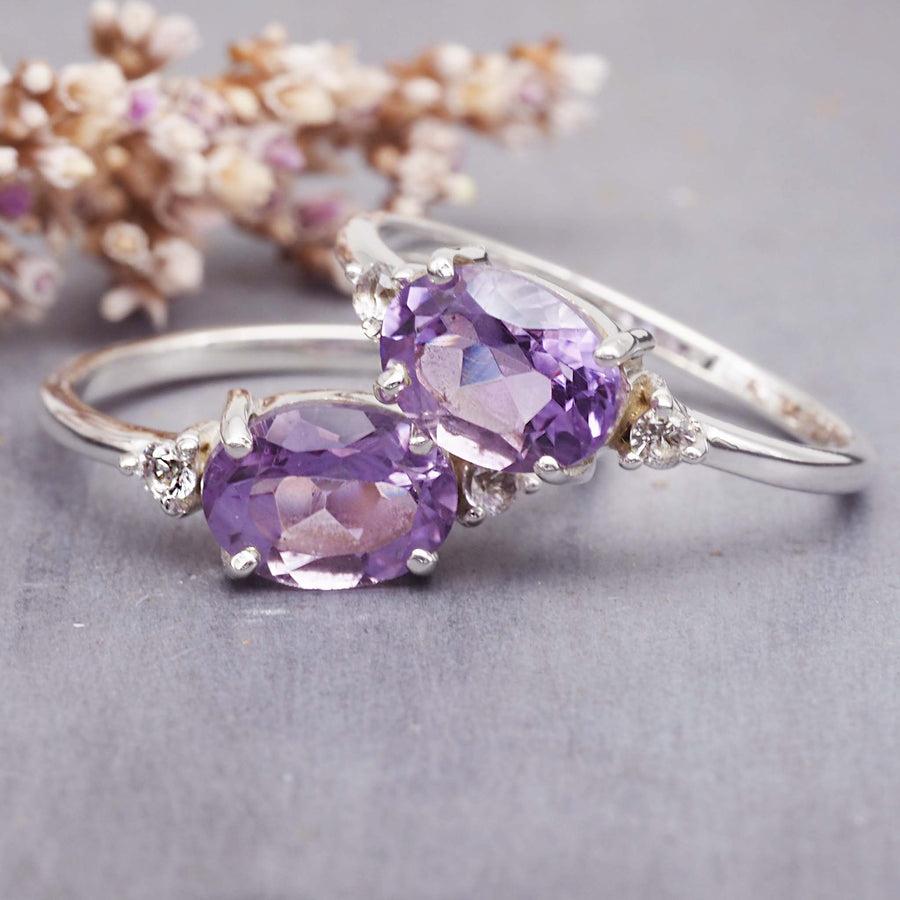 pink amethyst ring - women's pink amethyst jewellery - promise ring 