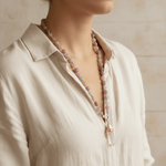 beaded necklace being worn