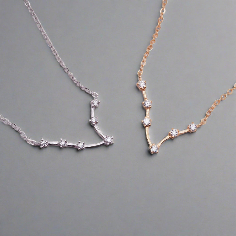 silver and rose gold Pisces Constellation Necklace - womens constellation jewellery by australian jewellery brand indie and harper