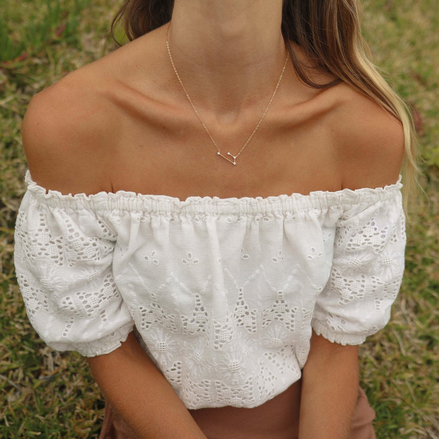 woman wearing dainty rose gold necklace - womens jewellery by australian jewellery brand indie and harper