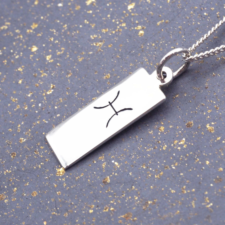 pisces pendant necklace - sterling silver zodiac jewellery - shop your star sign with online jewellery brand indie and harper