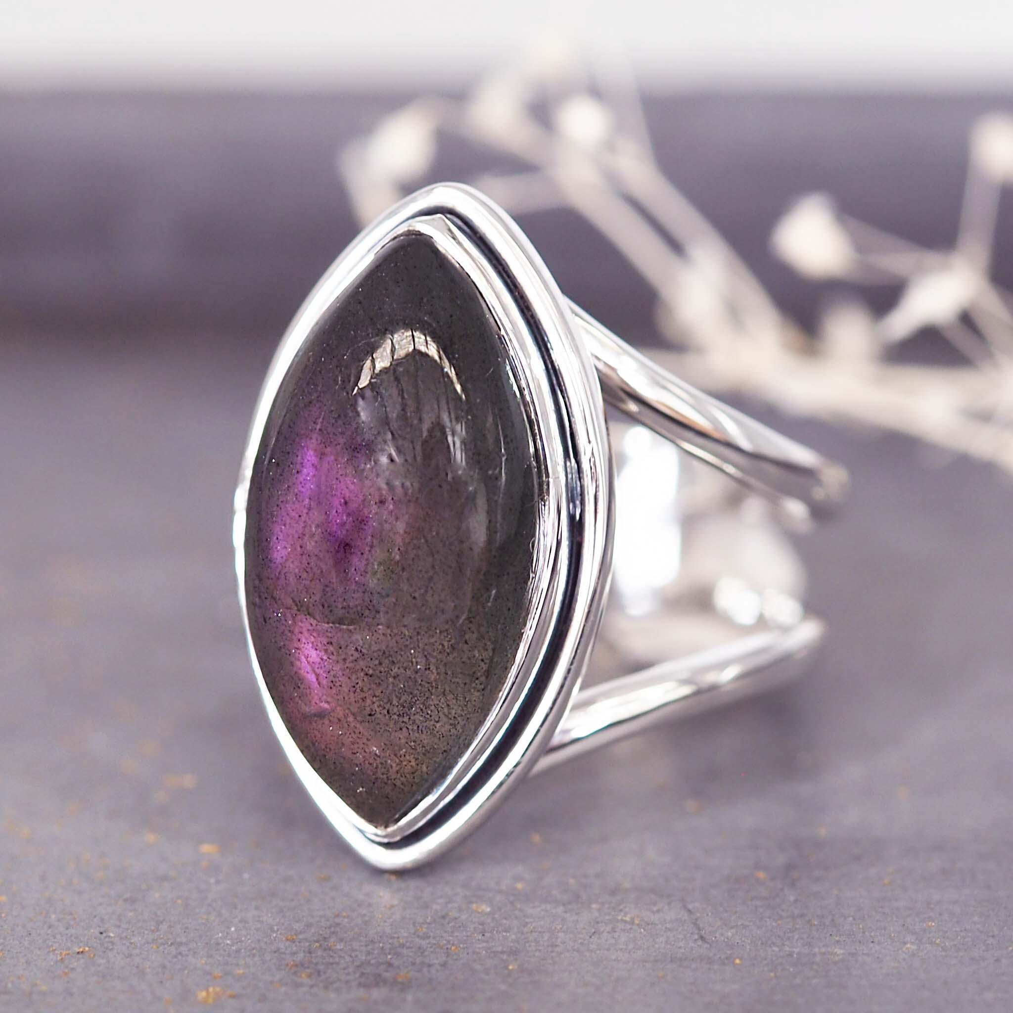 Purple Labradorite Double Band Ring - womens jewellery by indie and harper