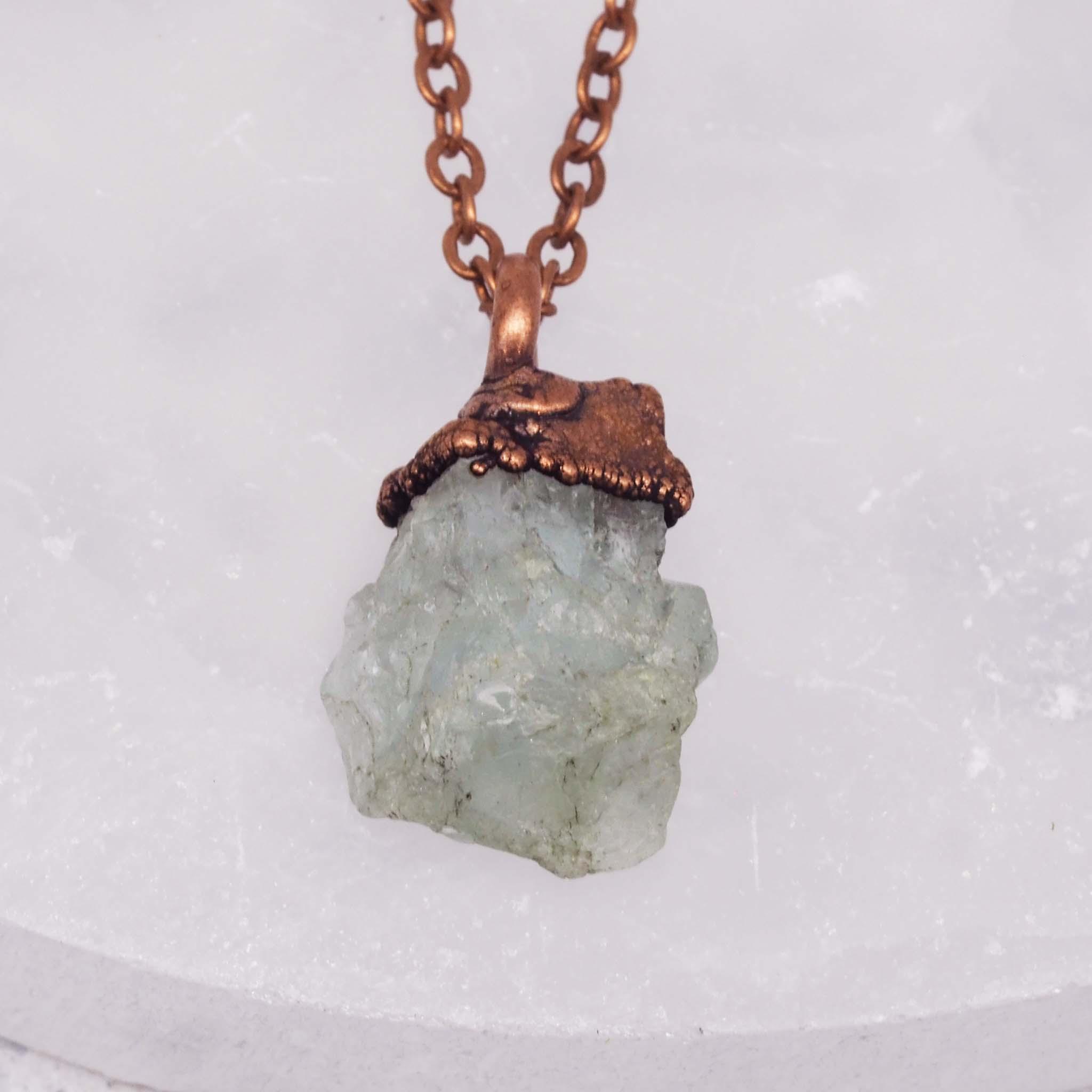 Raw Aquamarine and Copper Necklace - womens jewellery by indie and harper