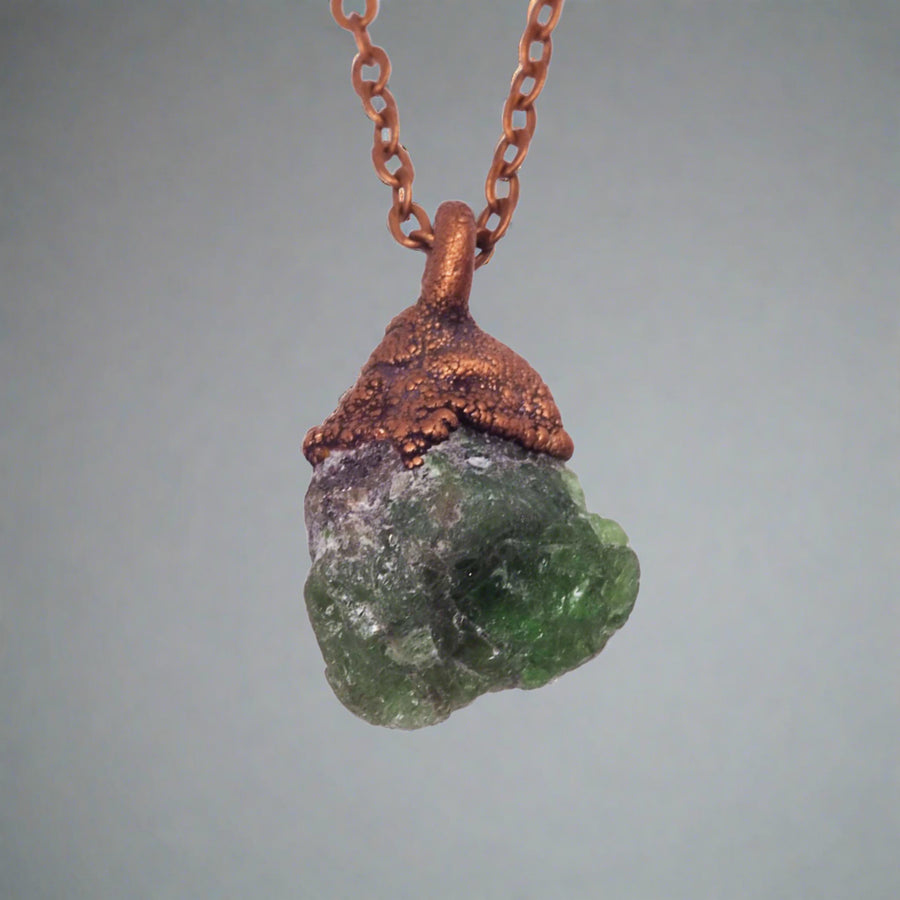 Copper and Raw Emerald Necklace - unisex emerald jewellery Australia 
