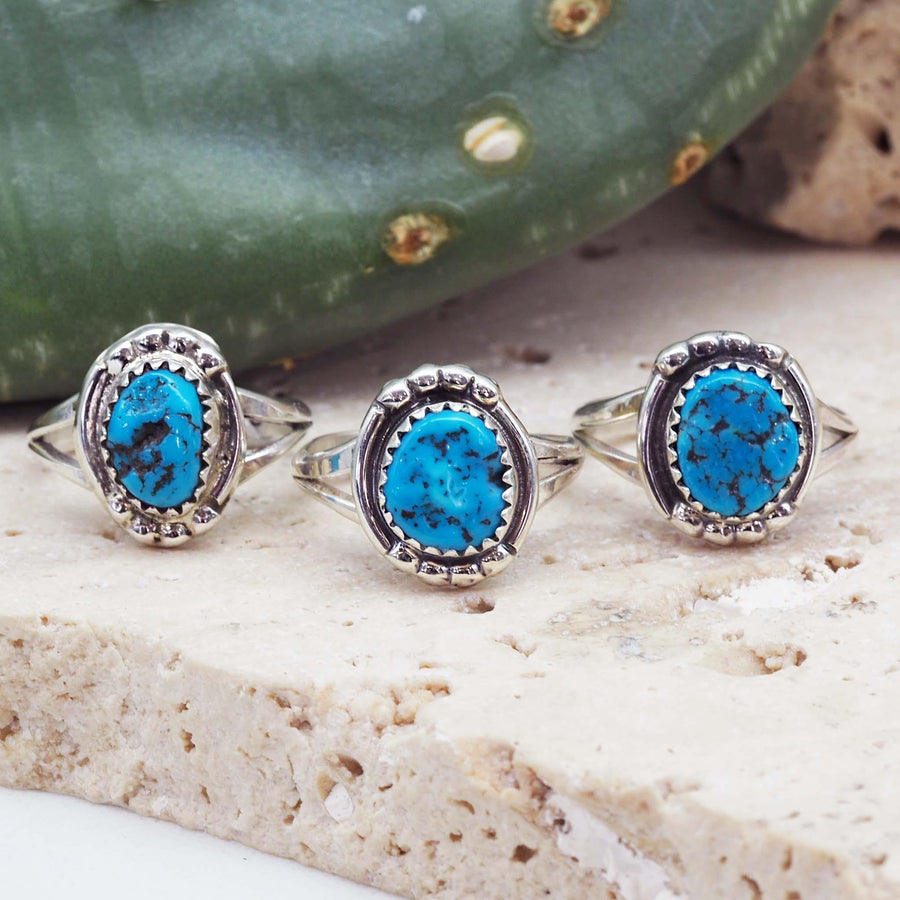 Raw Turquoise Navajo Ring - womens turquoise jewellery 