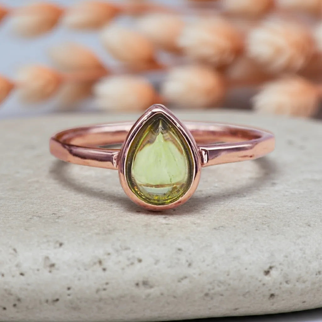 rose gold august birthstone peridot ring by indie and harper australia