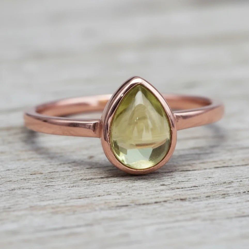 rose gold august birthstone peridot ring by indie and harper australia