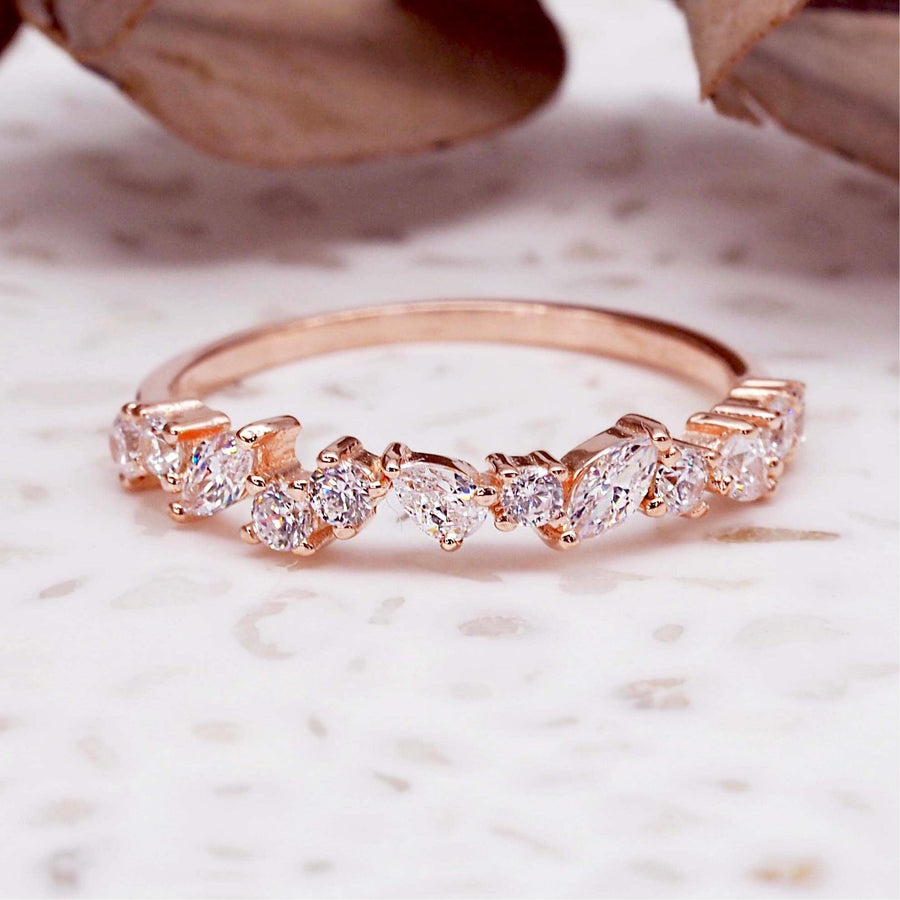 rose gold ring adorned with cubic zirconias - womens rose gold jewellery australia