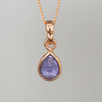 Rose Gold December Birthstone Necklace with natural tanzanite pear-shaped tanzanite gemstone pendant