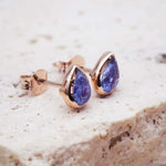 Rose gold december birthstone tanzanite earrings by indie and harper