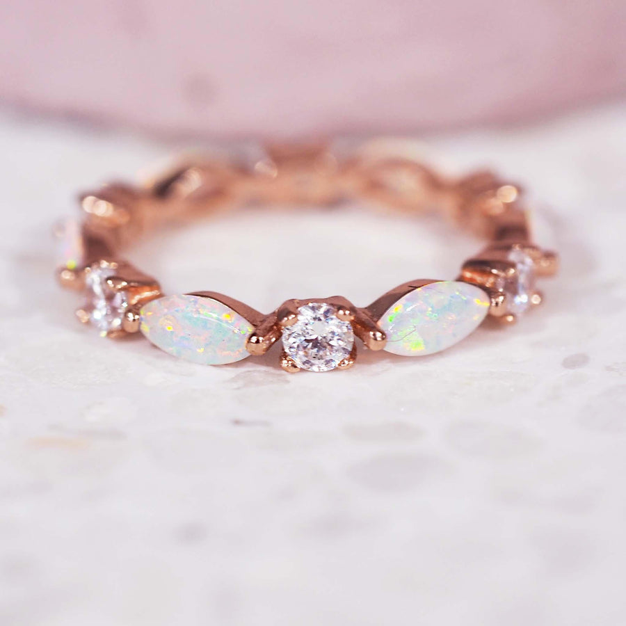 Rose Gold opal Ring - womens opal jewellery australia