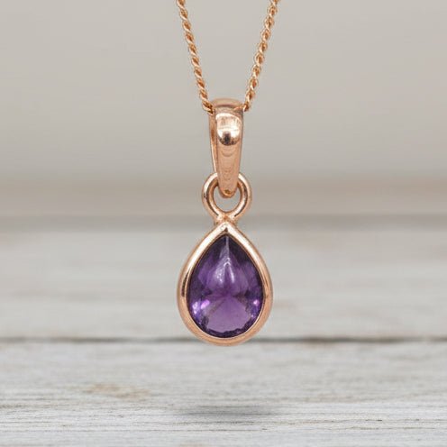 rose gold february birthstone amethyst necklace 