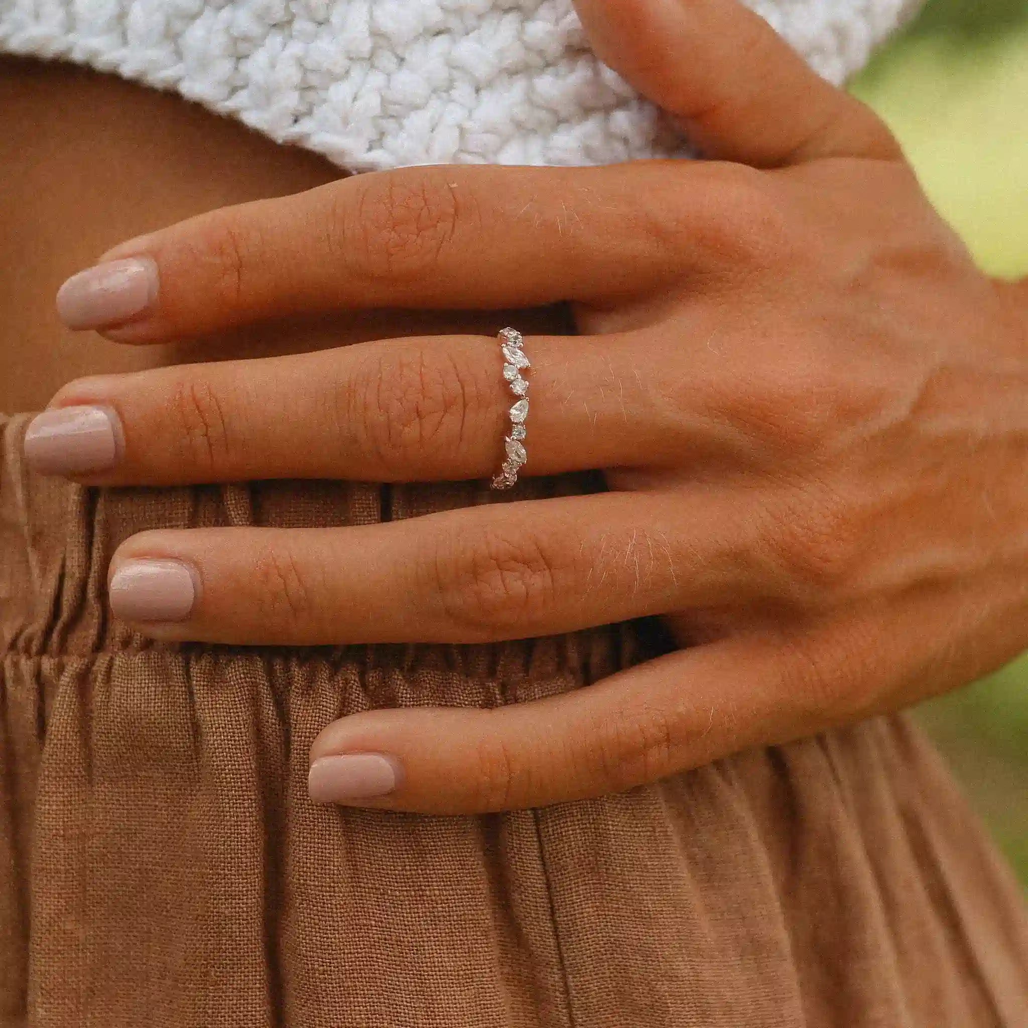 Infinity rose gold ring being worn - womens rose gold jewellery Australia by indie and harper 