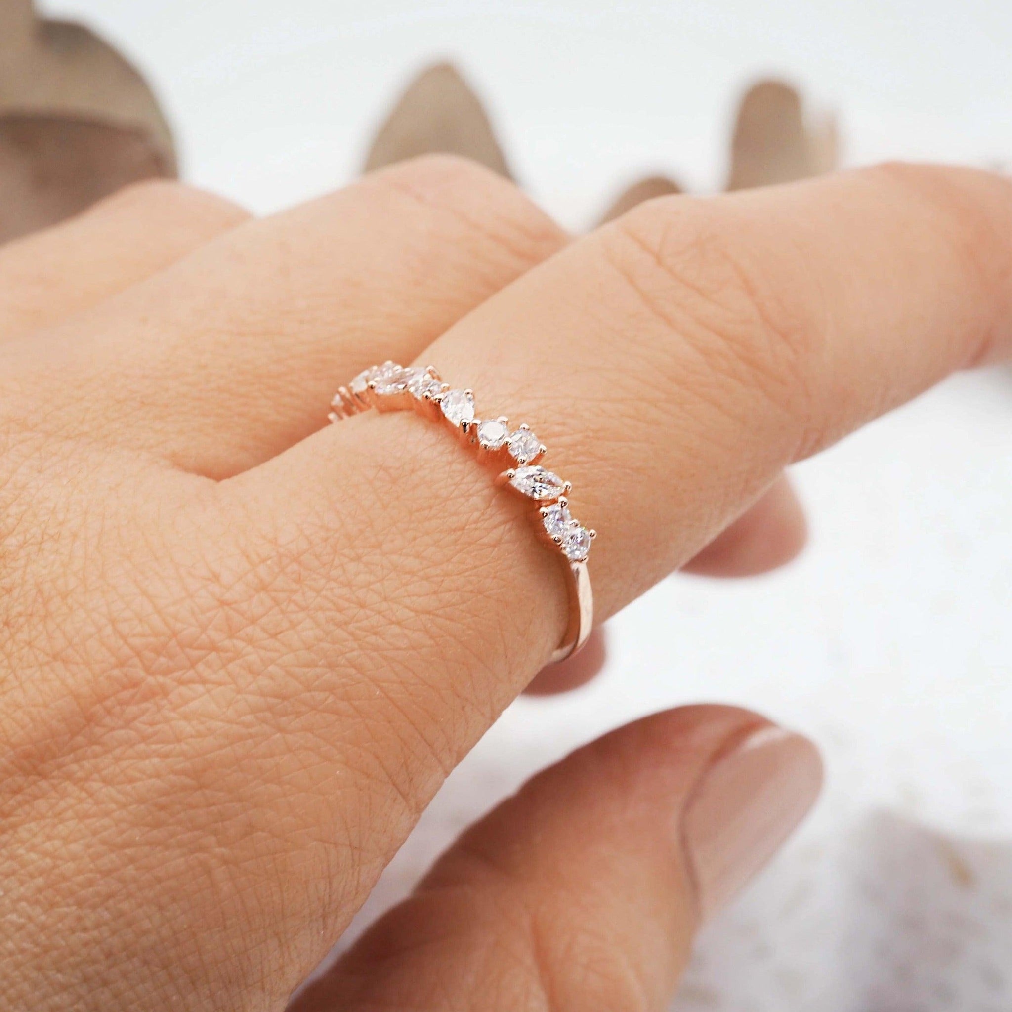 Infinity rose gold ring being worn - womens rose gold jewellery Australia by indie and harper 