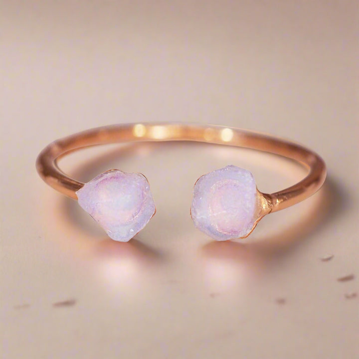 Rose Gold Ring with raw opals - womens opal jewellery