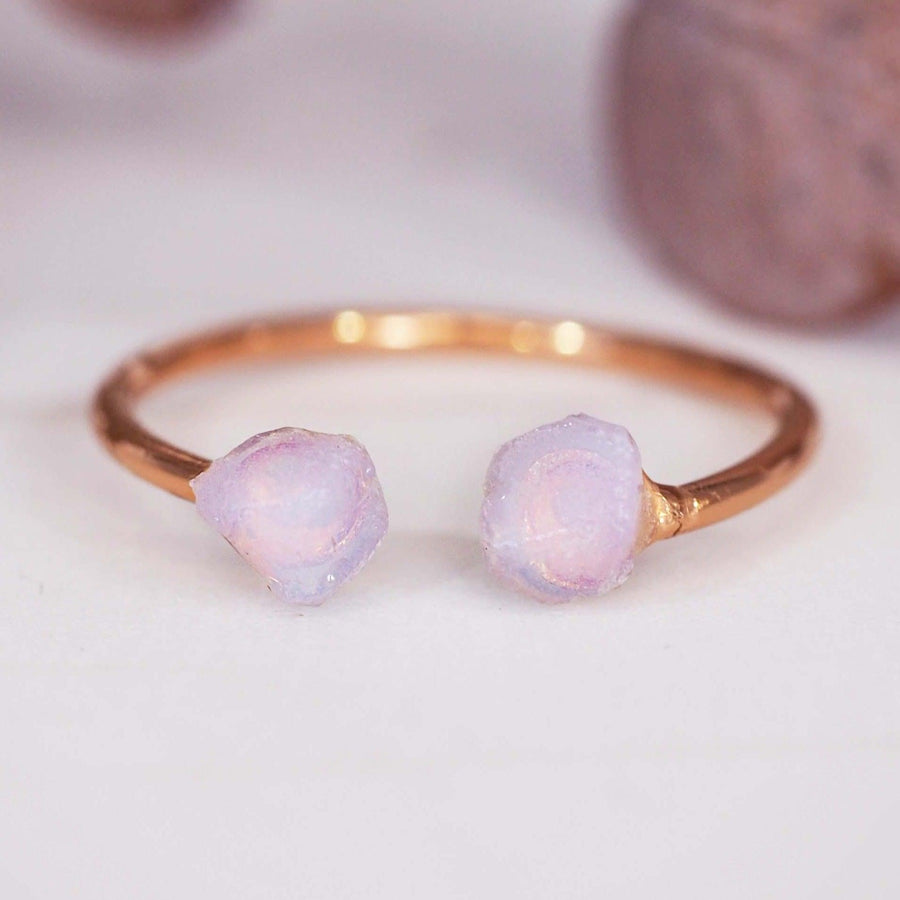 Rose Gold Ring with raw opals - womens opal jewellery
