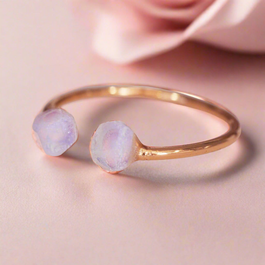 Rose Gold Ring with raw opals - womens opal jewellery australia