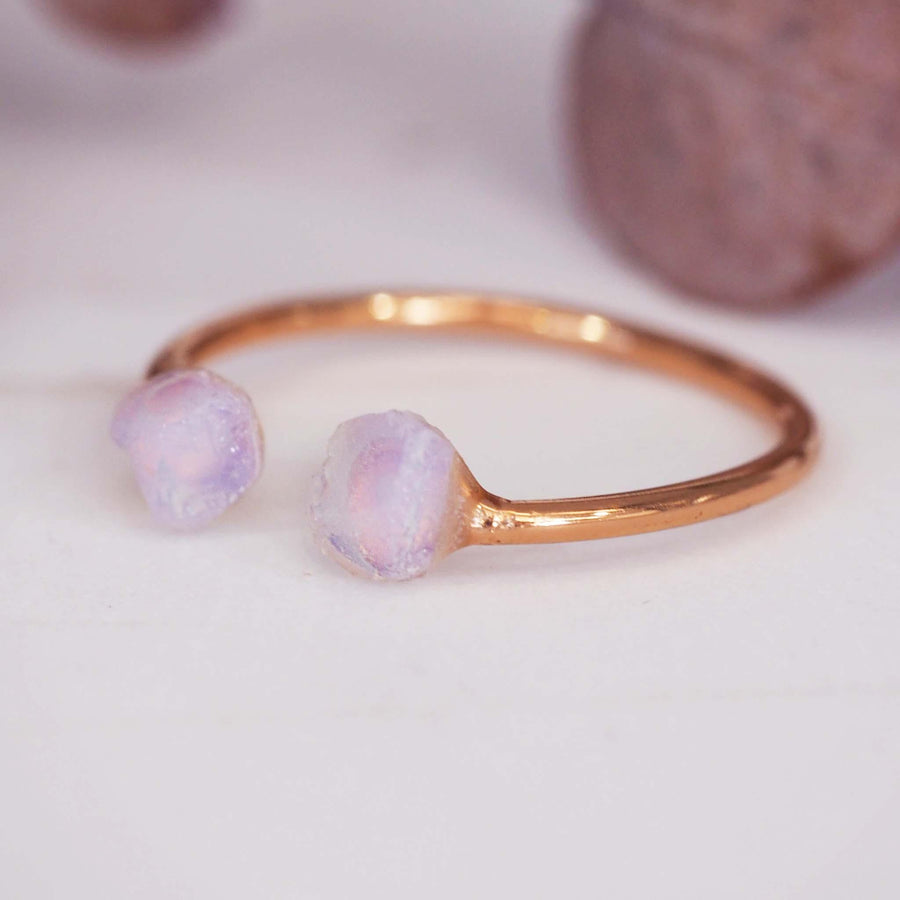 Rose Gold Ring with raw opals - womens opal jewellery australia