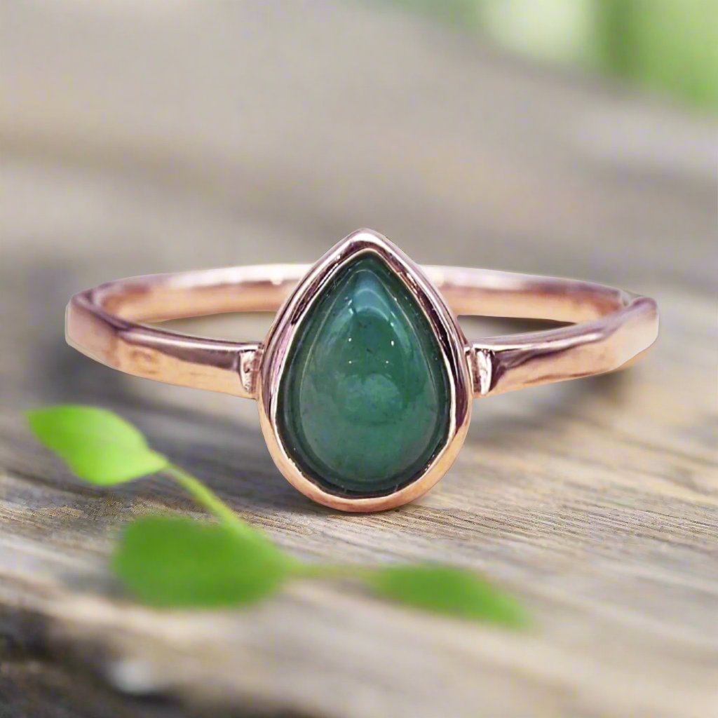 rose gold May birthstone emerald ring by indie and Harper australia