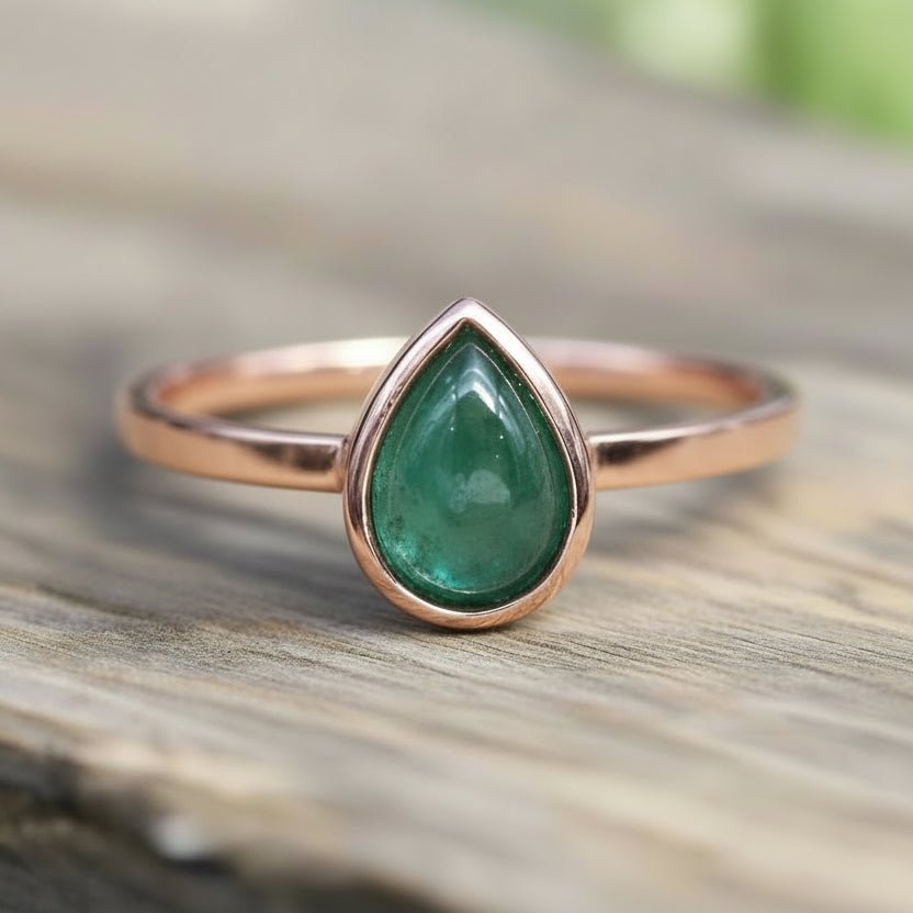 rose gold May birthstone emerald ring by indie and Harper australia