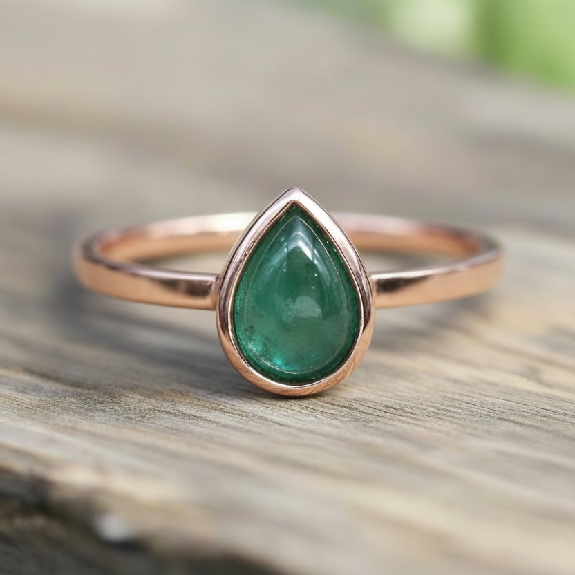 rose gold May birthstone emerald ring by indie and Harper australia