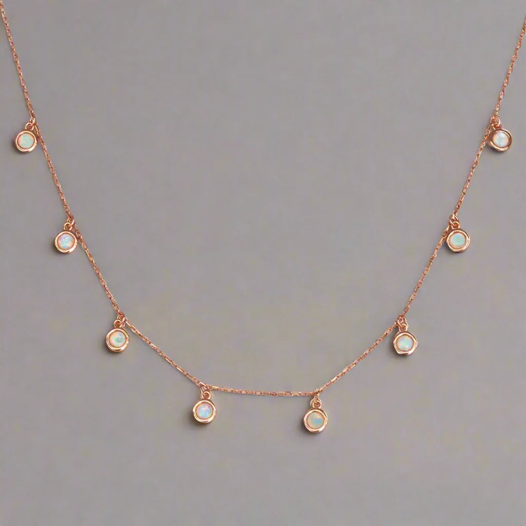 rose gold dainty opal necklace by indie and harper australia