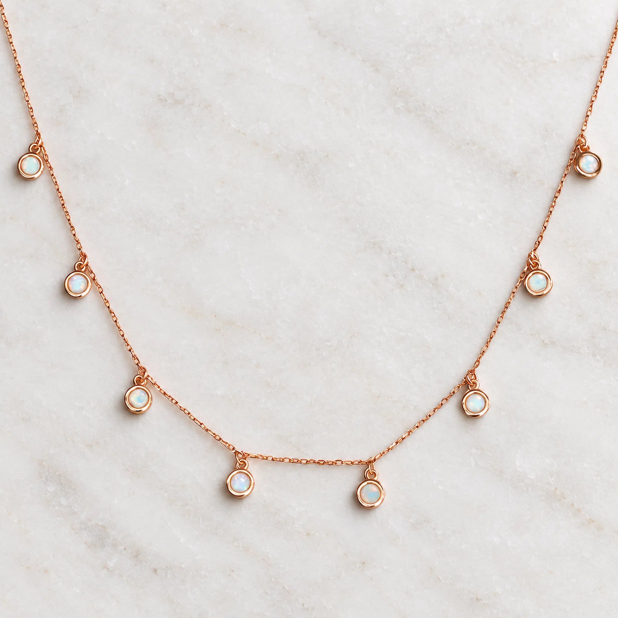 dainty rose gold opal necklace by indie and harper australia