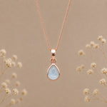 rose gold november birthstone natural blue topaz pendant necklace hanging