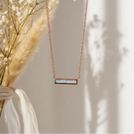 dainty rose gold opal bar necklace by indie and harper australia