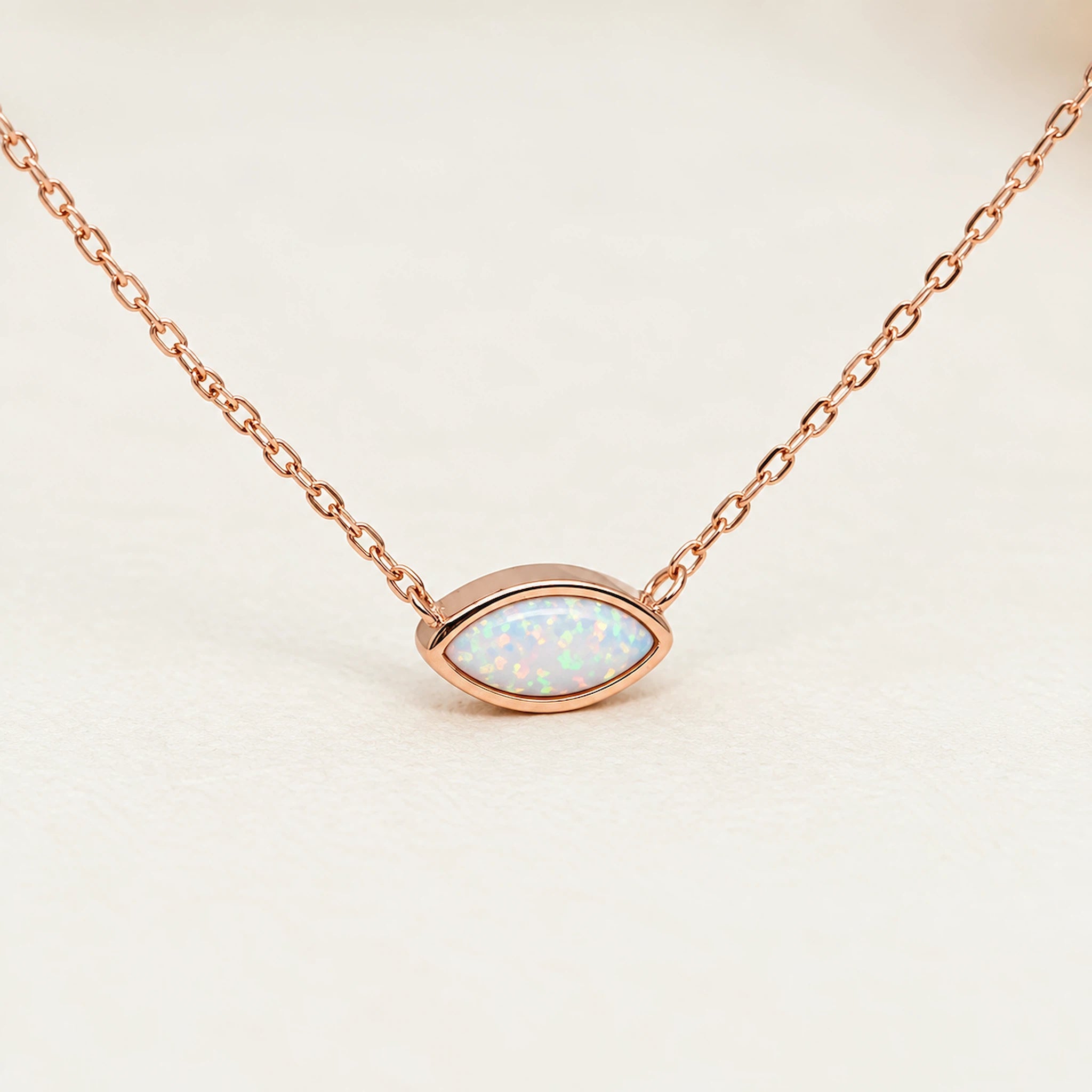 dainty Rose gold opal necklace